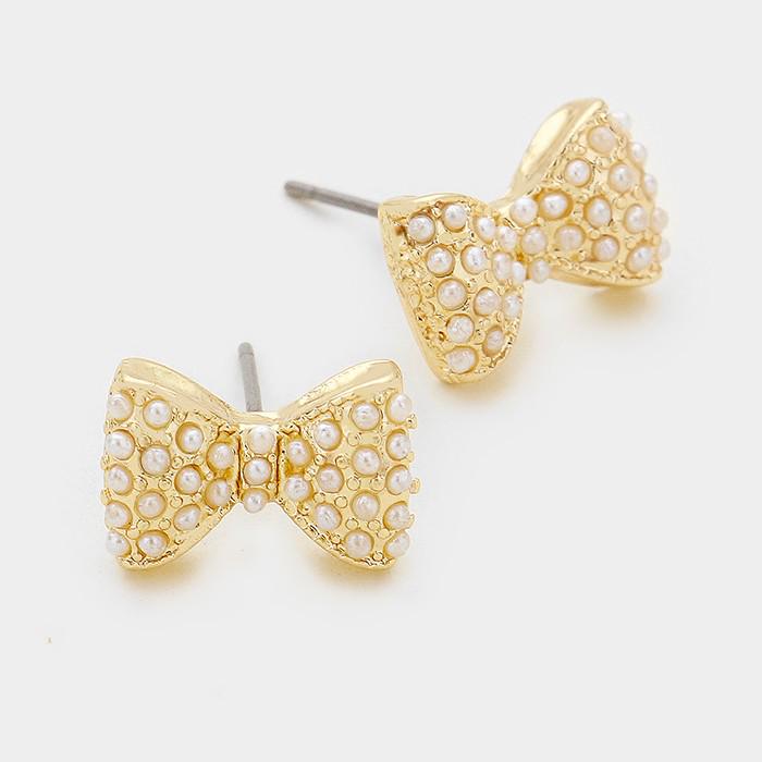 Crystal Bow Stud Earrings, Sparkle Ribbon Bow Studs, Minimalist Everyday Jewelry