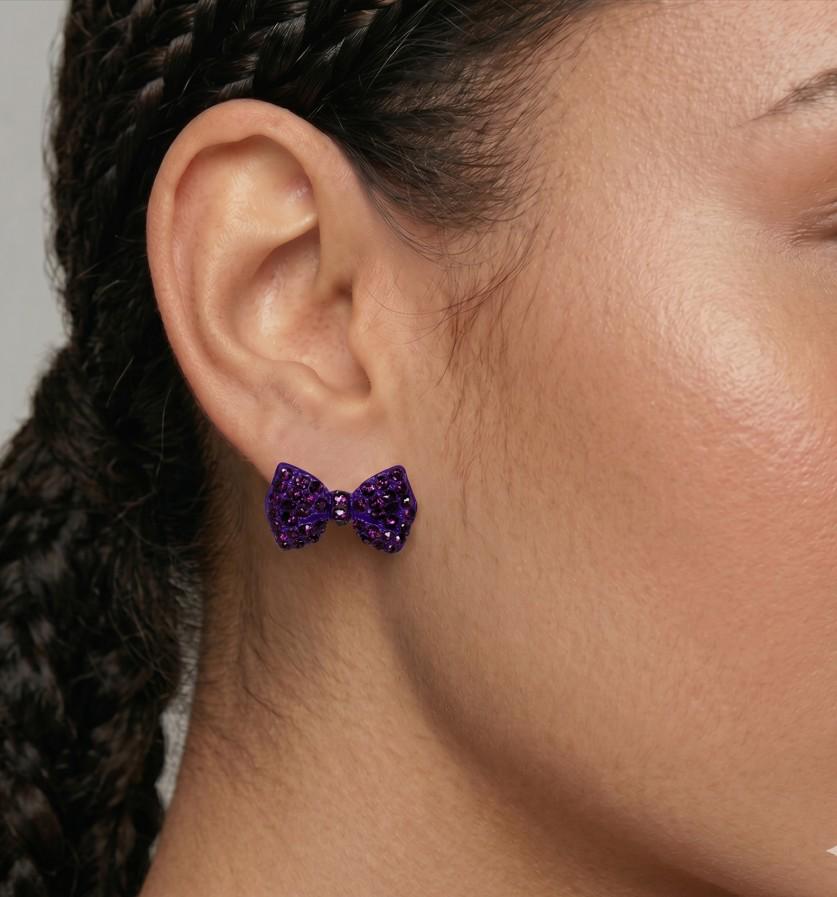 Crystal Rhinestone Bow Stud Earrings, Dainty Ribbon Sparkle Jewelry Studs