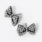Crystal Rhinestone Bow Stud Earrings, Dainty Ribbon Sparkle Jewelry Studs