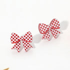 Checkerboard Bow Stud Earrings, Game Day Team Spirit Jewelry