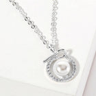 Gold Dipped Pearl Halo Charm Pendant Necklace, CZ Sparkle, Bridal Wedding Jewelry