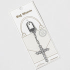 Gold Dipped CZ Cross Bag Charm Keychain, Faith Purse Accessory, Christian Gift