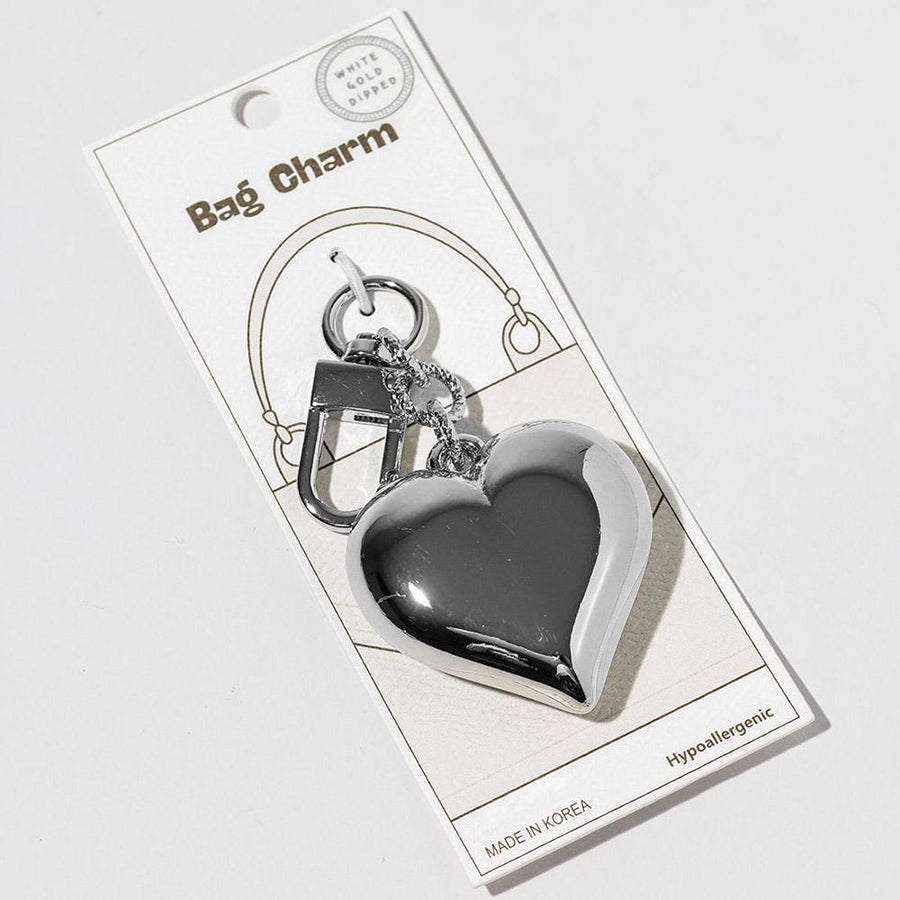 Gold Dipped Puffy Heart Keychain Bag Charm, Trendy Statement Accessory