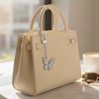 Gold Dipped CZ Pave Butterfly Keychain Bag Charm, Shimmering Crystal Accent Accessory
