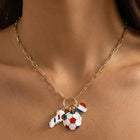 Soccer Ball Shoe Heart Charm Necklace, FIFA Football Pendant Chain, Paperclip Chain Sports Jewelry