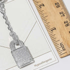 Gold Dipped Padlock Charm Keychain, Pave CZ Sparkle Lock Bag Accessory