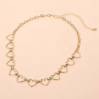 Open Heart Link Chain Necklace, Gold Tone, Layering Statement Jewelry