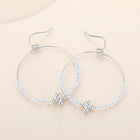 Metal Flower Beaded Hoop Earrings, Faceted Open Ring Dangle Jewelry
