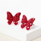 Rhinestone Paved Butterfly Stud Earrings, Crystal Pave Butterfly Earring, Dainty Nature Inspired Studs