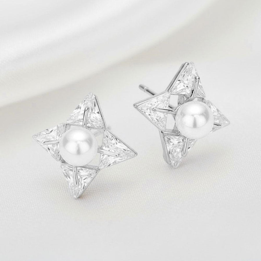 Star CZ Pave Diamond Stud Earrings, Hypoallergenic Stainless Steel, Everyday Minimalist Jewelry