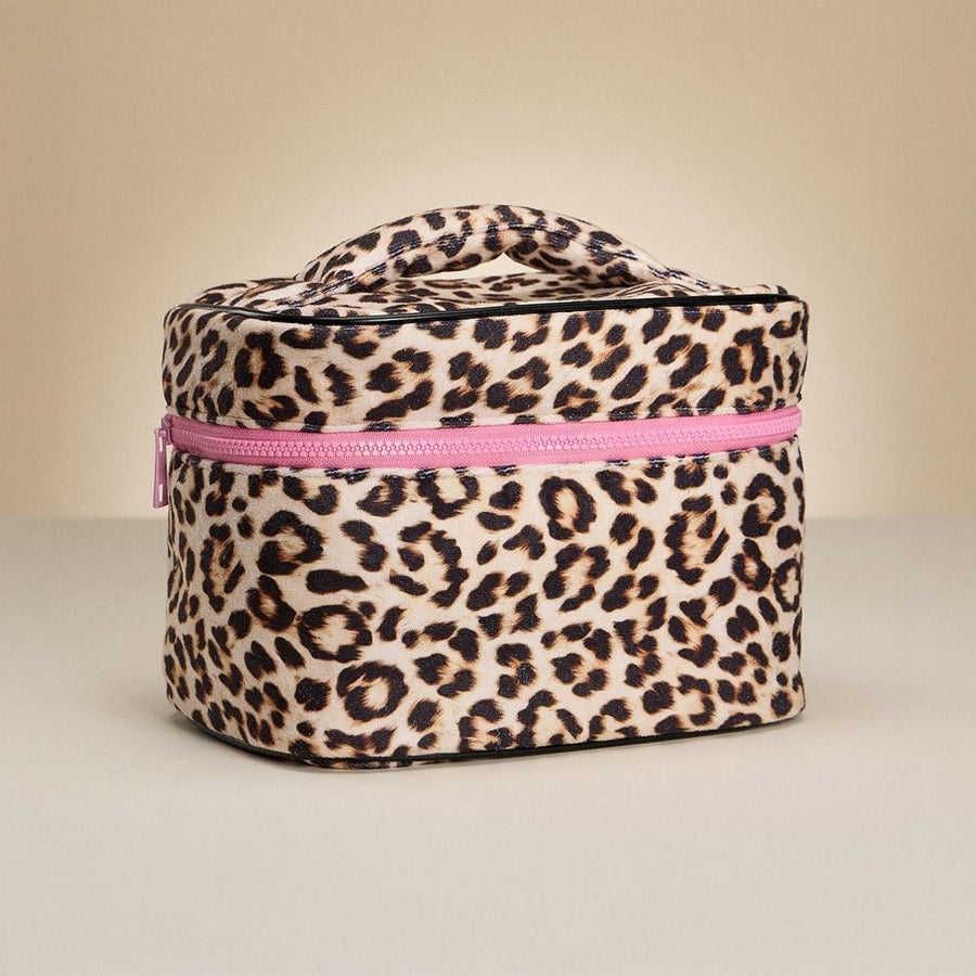 Leopard Print Cosmetic Pouch, Animal Print Travel Makeup Bag, Toiletry Organizer