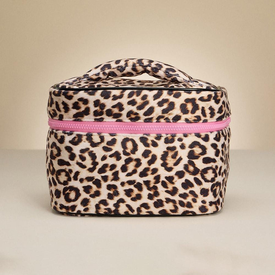 Leopard Print Cosmetic Pouch, Animal Print Travel Makeup Bag, Toiletry Organizer