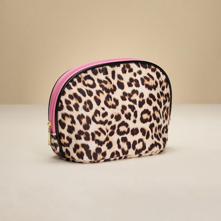 Leopard Print Cosmetic Pouch, Animal Print Travel Makeup Bag, Toiletry Organizer