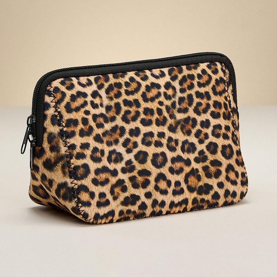 Leopard Print Cosmetic Pouch, Animal Print Travel Makeup Bag, Toiletry Organizer
