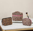 Leopard Print Cosmetic Pouch, Animal Print Travel Makeup Bag, Toiletry Organizer