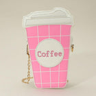 Faux Leather Coffee Cup Crossbody Bag, Novelty Mini Handbag, Barista Style Shoulder Bag