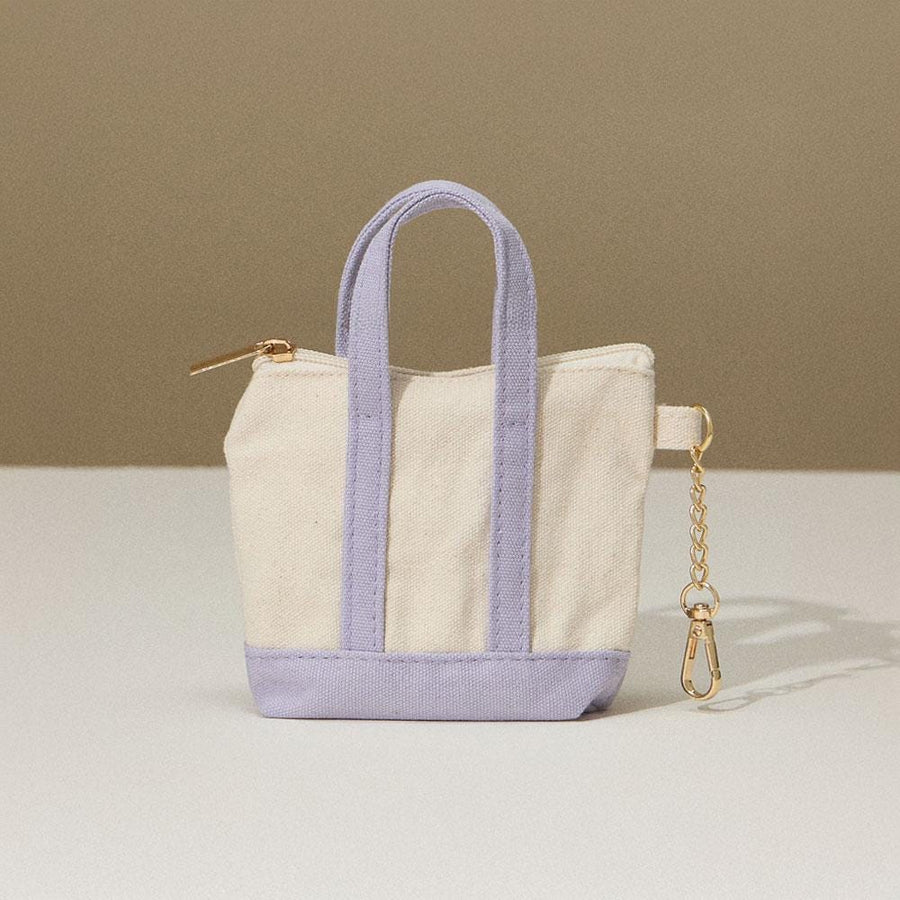 Mini Canvas Pouch Bag Charm, Zipper Coin Keychain, Small Travel Organizer Accessory