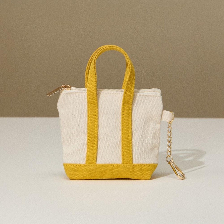 Mini Canvas Pouch Bag Charm, Zipper Coin Keychain, Small Travel Organizer Accessory