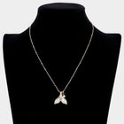 Patterned Whale Tail Pearl Pendant Necklace, Ocean Lover Coastal Jewelry