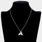 Patterned Whale Tail Pearl Pendant Necklace, Ocean Lover Coastal Jewelry