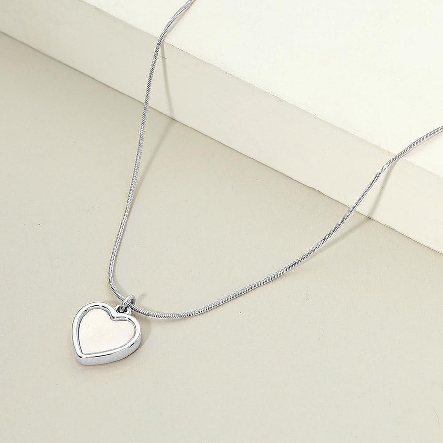 18K Gold Dipped Mother of Pearl Heart Necklace, Dainty Stainless Steel Pendant