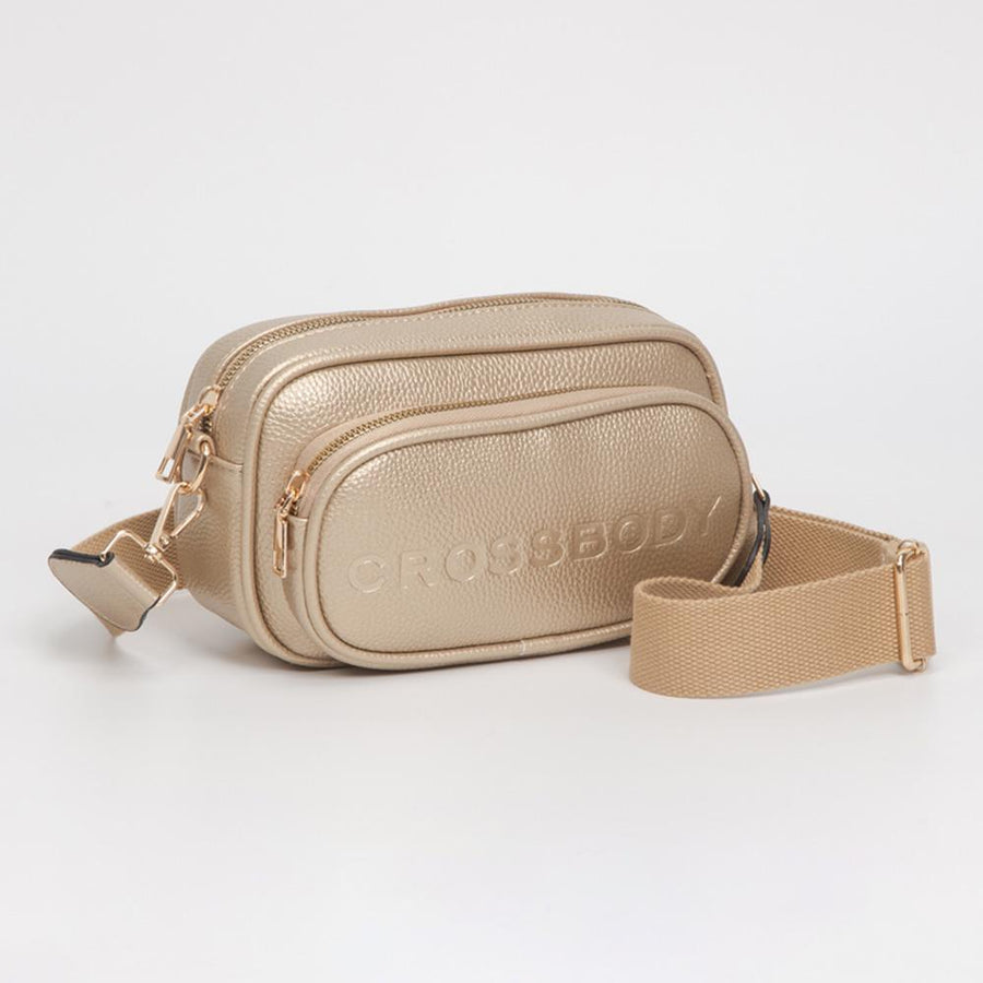 Faux Pebbled Leather Structured Crossbody Bag, Minimalist Everyday Shoulder Purse