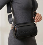Faux Pebbled Leather Structured Crossbody Bag, Minimalist Everyday Shoulder Purse