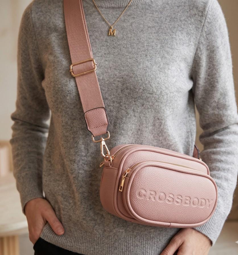 Faux Pebbled Leather Structured Crossbody Bag, Minimalist Everyday Shoulder Purse