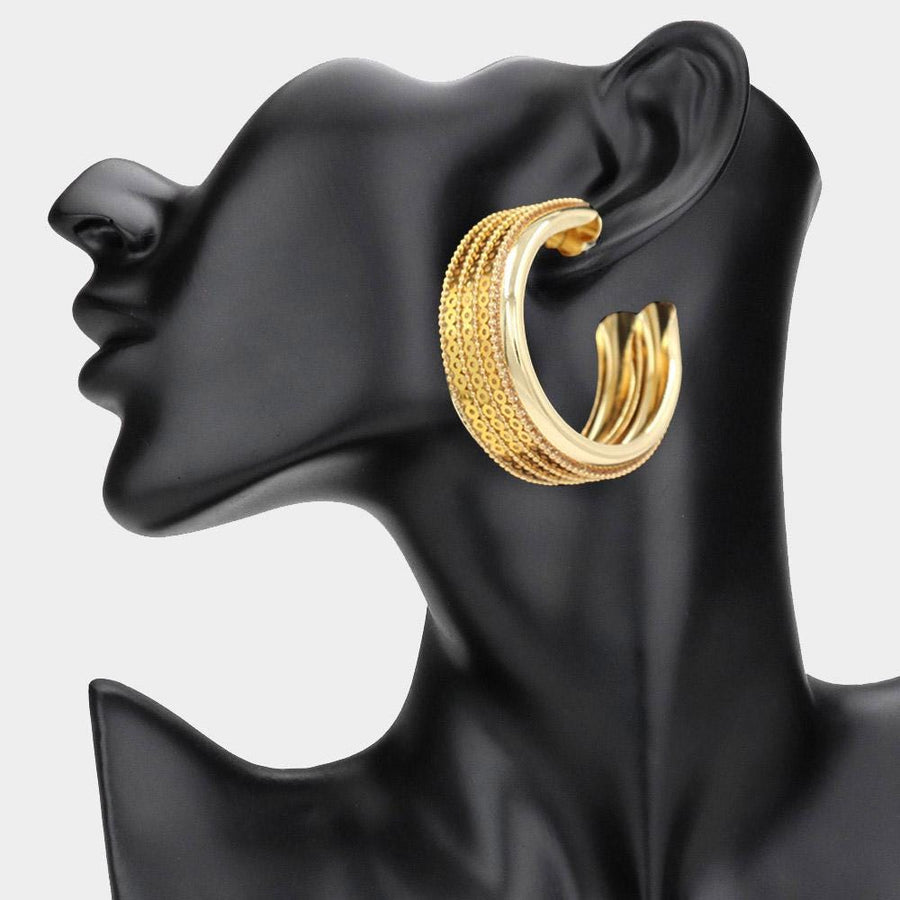 Textured Wide Hoop Earrings, Chunky Statement Hoops, Modern Everyday Jewelry