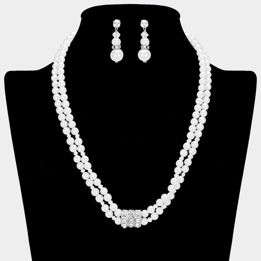 Layered Pearl Stone Necklace, Dainty Elegant Jewelry, Stackable Trendy Gift