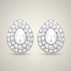 Teardrop Pearl Clip On Earrings, Pave Drop Bridal Wedding Jewelry