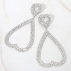 Rhinestone Open Heart Dangle Earrings, Glamorous Statement Jewelry, Evening Party Accessory