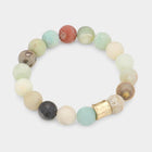Semi Precious Stone Beaded Bracelet, Natural Gemstone, Stackable Boho Jewelry, Minimalist Everyday