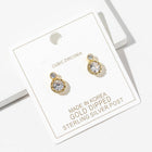 Gold Dipped Double Halo CZ Stud Earrings, Diamond Look Bridal Jewelry