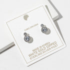 Gold Dipped Double Halo CZ Stud Earrings, Diamond Look Bridal Jewelry