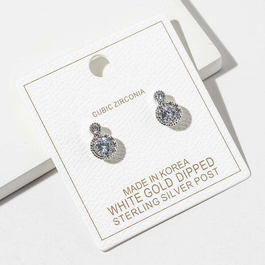 Gold Dipped Double Halo CZ Stud Earrings, Diamond Look Bridal Jewelry