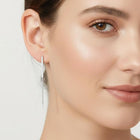 Gold Dipped CZ Pave Linear Bar Drop Earrings, Minimalist Bridal Jewelry
