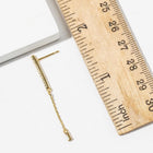 Gold Dipped CZ Pave Linear Bar Drop Earrings, Minimalist Bridal Jewelry