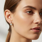 Gold Dipped CZ Halo Teardrop Stud Earrings, Bridal Wedding Sparkle Jewelry