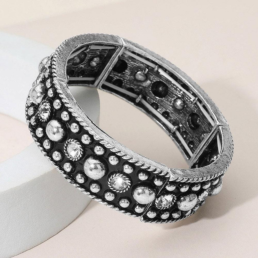 Western Stone Stud Stretch Bracelet, Boho Southwestern Beaded Jewelry