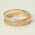 Textured Metal Stackable Bangle Set, Boho Layered Bracelets, Everyday Statement Jewelry