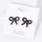 Crystal Stone Bow Stud Earrings, Ribbon Sparkle Bow Studs, Everyday and Party wear