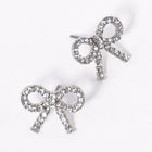 Crystal Stone Bow Stud Earrings, Ribbon Sparkle Bow Studs, Everyday and Party wear