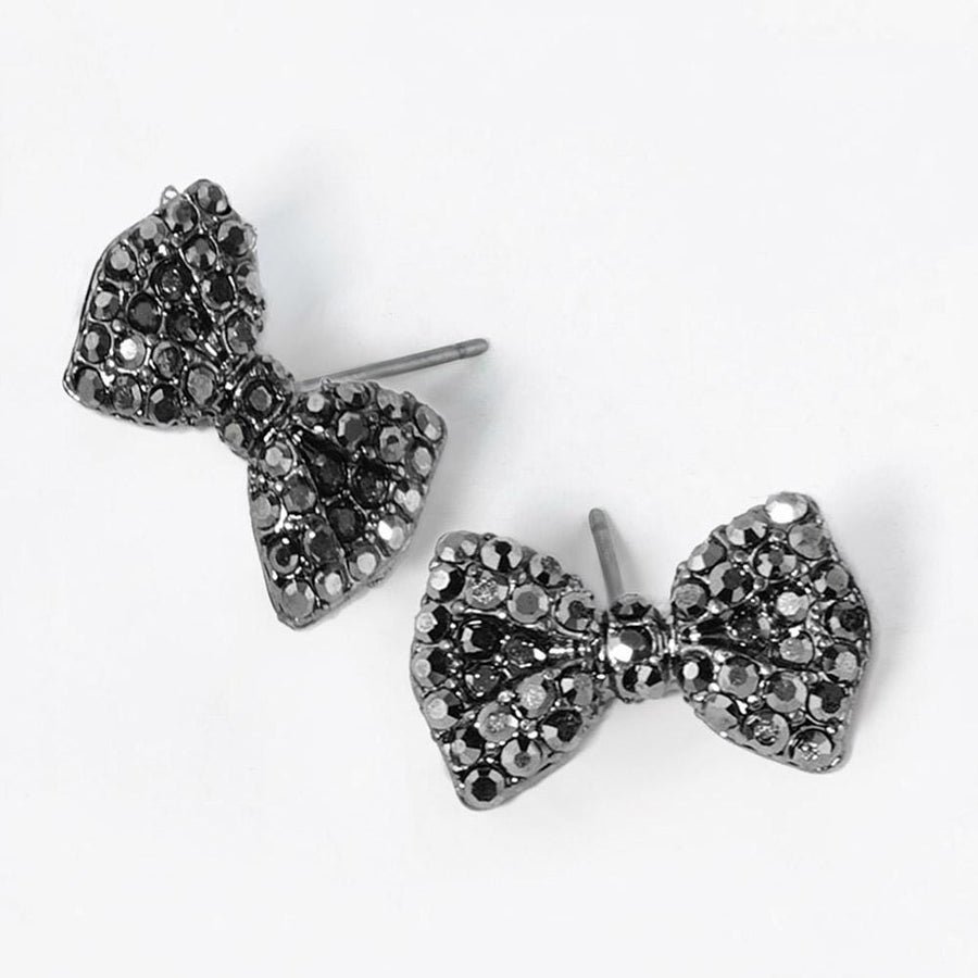 Crystal Rhinestone Bow Stud Earrings, Dainty Ribbon Sparkle Jewelry Studs