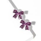 Crystal Bow Stud Earrings, Dainty Ribbon Sparkle, Everyday wear Jewelry