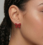 Crystal Bow Stud Earrings, Dainty Ribbon Sparkle, Everyday wear Jewelry