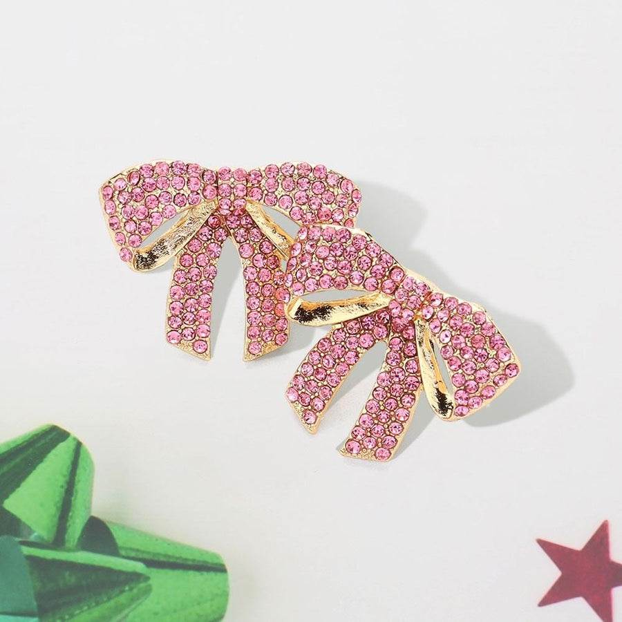 Pave Bow Crystal Earrings, Dainty CZ Studs, Feminine Sparkle Jewelry