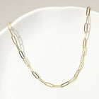 14K Gold Plated Paperclip Chain Necklace, Minimalist Stainless Steel Link Jewelry