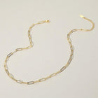 14K Gold Plated Paperclip Chain Necklace, Minimalist Stainless Steel Link Jewelry