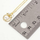 Gold Dipped Pearl Halo Charm Pendant Necklace, CZ Sparkle, Bridal Wedding Jewelry
